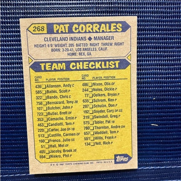 Baseball card Pat Corrales (catcher & manager/coach) - Picture 2 of 2